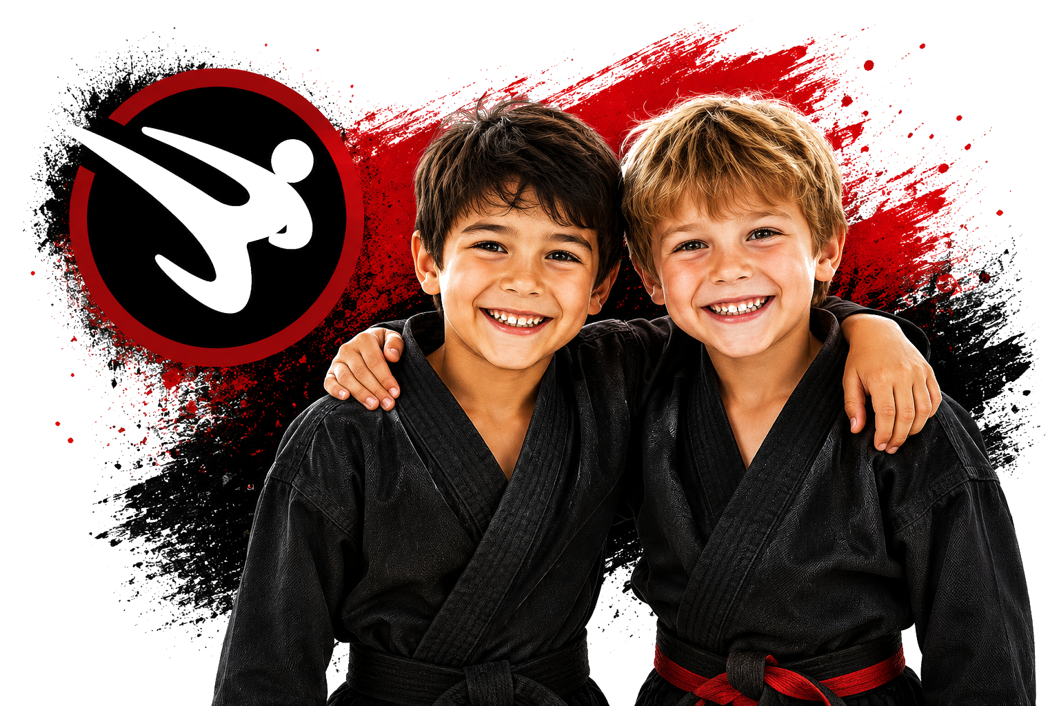 MyDojo kids smiling in martial arts uniforms